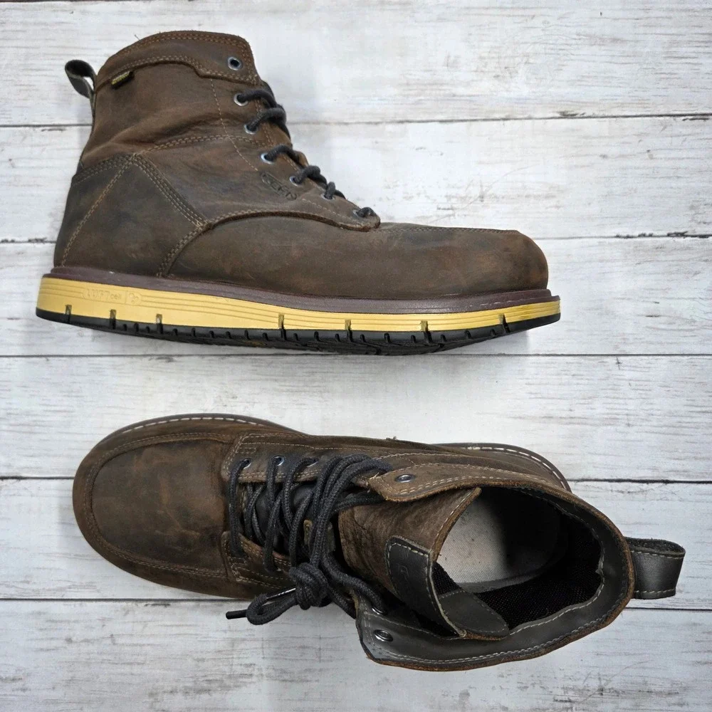 KEEN Utility San Jose Waterproof Work Boot Mens 14EE Brown Leather Hard Toe